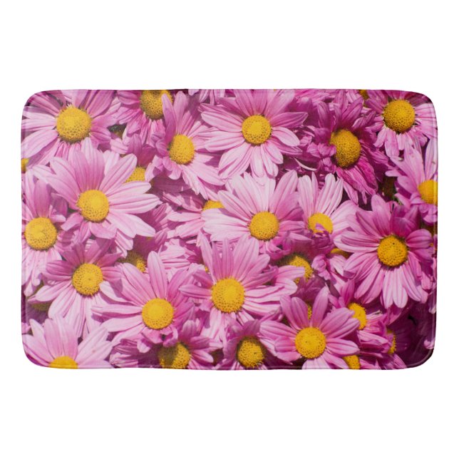 Pink daisy pattern bath mat (Front)