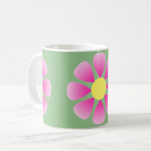 Pink daisy pattern coffee mug