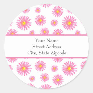 'Pink Daisy Pattern'  Labels