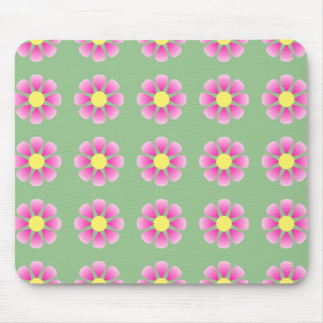 Pink daisy pattern mouse mat (Front)