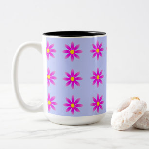 Pink Daisy Pattern Two-Tone Coffee Mug