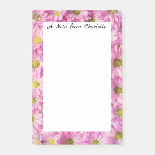 Pink Daisy Personalised Post-It Notes