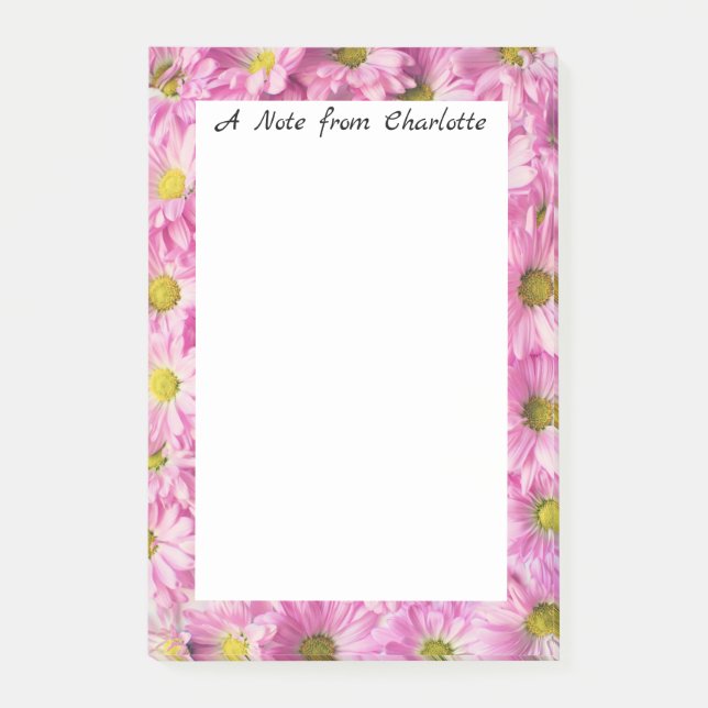 Pink Daisy Personalised Post-It Notes (Front)