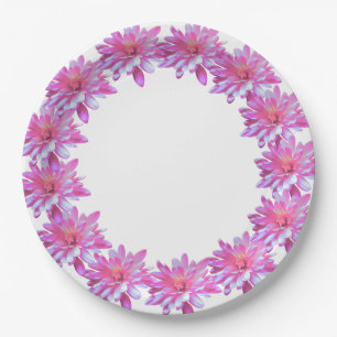 Pink daisy pink floral pink flower  paper plate