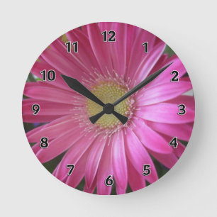 Pink Daisy Princess Round Clock