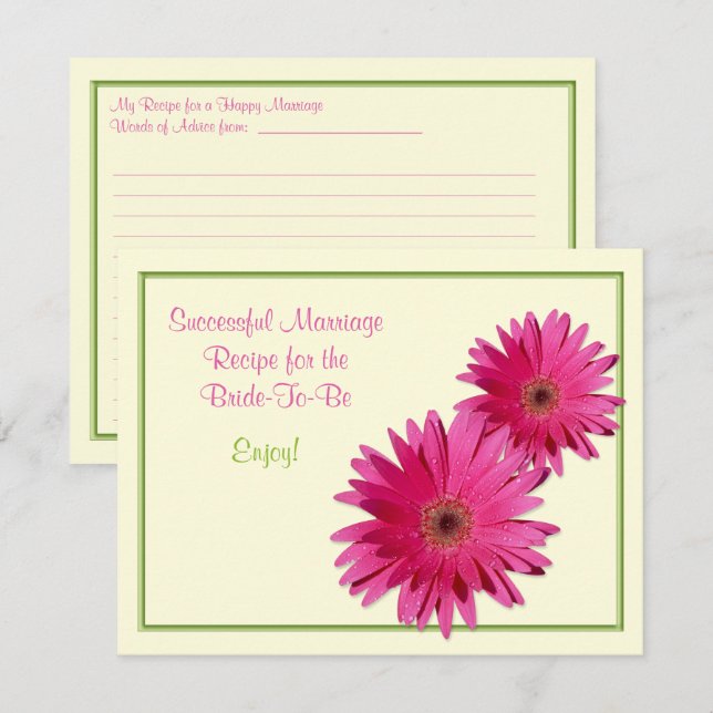 Pink Daisy Recipe Card for a Successful Marriage (Front/Back)