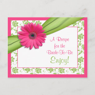 Pink Daisy Recipe Card for the Bride to Be