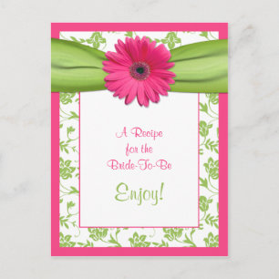 Pink Daisy Recipe Card for the Bride to Be