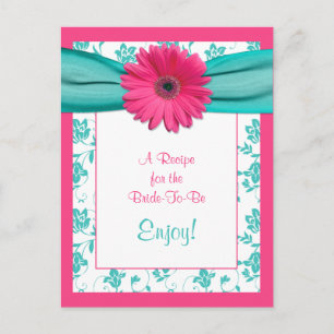 Pink Daisy Recipe Card for the Bride to Be