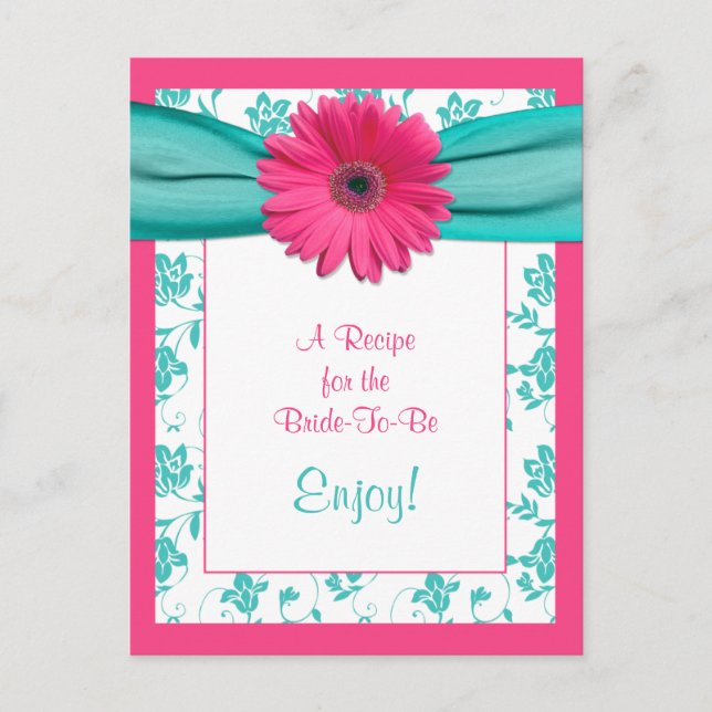 Pink Daisy Recipe Card for the Bride to Be (Front)