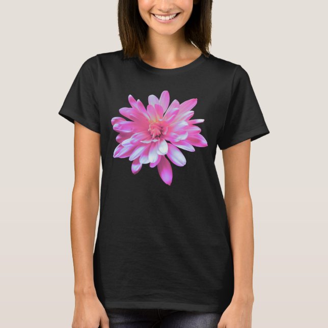 Pink daisy, retro floral photo T-Shirt (Front)