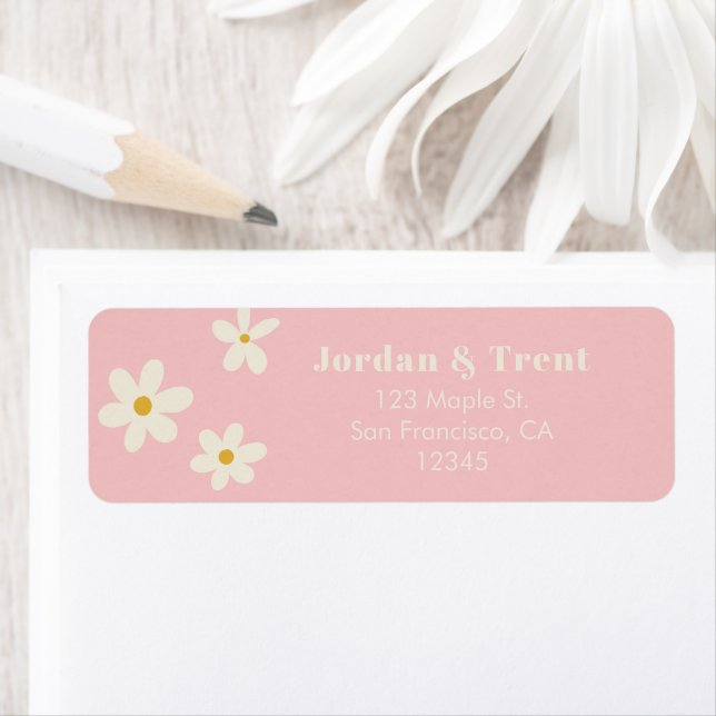 Pink Daisy Return Address Label (Insitu)