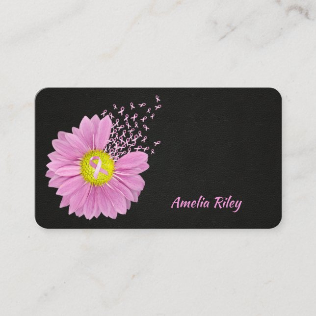 Pink Daisy Ribbons Business Card (Front)