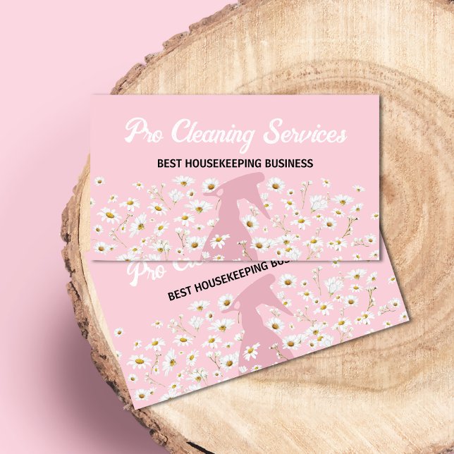 Pink Daisy Spray Bottle Cleaning Service gardening Business Card (Creator Uploaded)