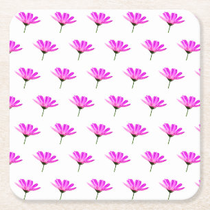 Pink Daisy Square Paper Coaster