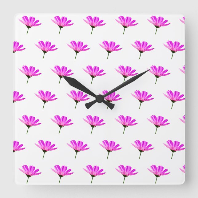 Pink Daisy   Square Wall Clock (Front)
