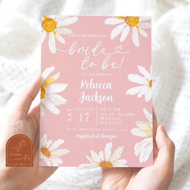 Pink Daisy Sunflower Bride To Be Bridal Shower Invitation (Creator Uploaded)
