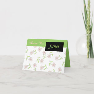 Pink Daisy Thank You Card with Name