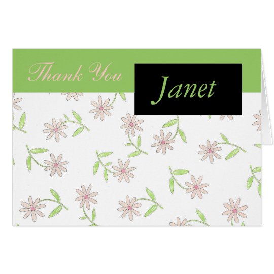 Pink Daisy Thank You Card with Name