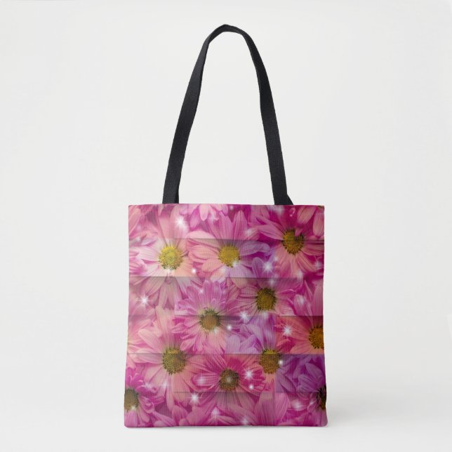Pink Daisy Weave Tote Bag (Front)
