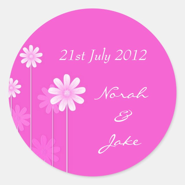 Pink Daisy Wedding Envelope Seal (Front)