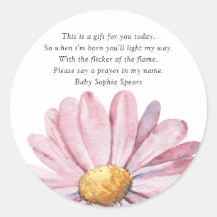 Pink daisy Wildflower - Prayer Candle Label