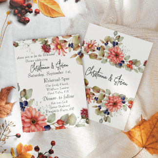 Pink Daisy Wildflower Watercolor  Floral Invitation