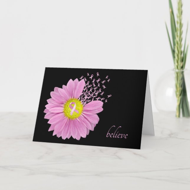 Pink Daisy with pink ribbons Card (Front)