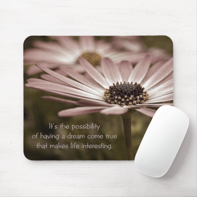 Pink Daisy With Quote Mouse Mat (With Mouse)