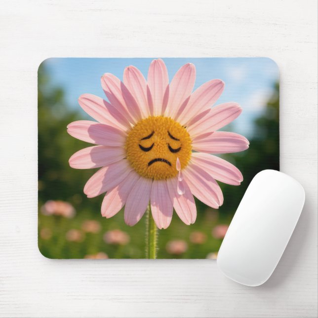 Pink Daisy with Teardrops Mouse Mat (With Mouse)