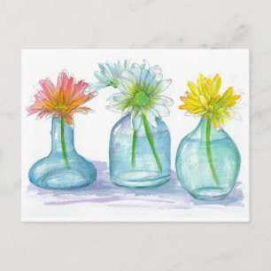 Pink Daisy Yellow Daisy White Daisy Bouquets Postcard