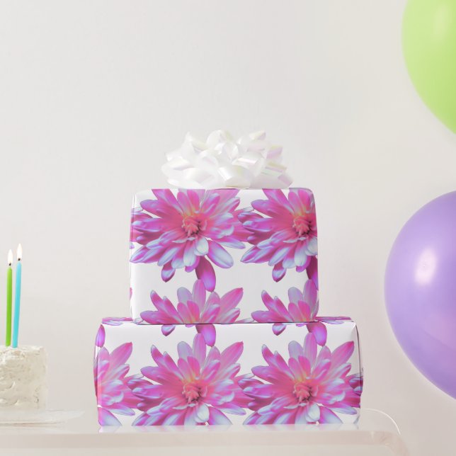 Pink daisy, zinnia, cosmo, sunflower pattern wrapping paper (Party Gifts)