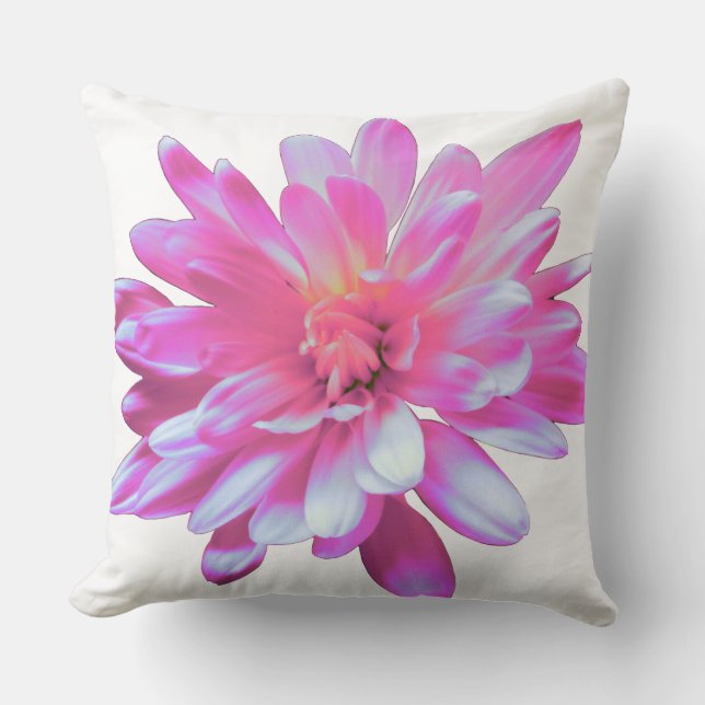 Pink daisy, zinnia, sunflower cushion (Front)