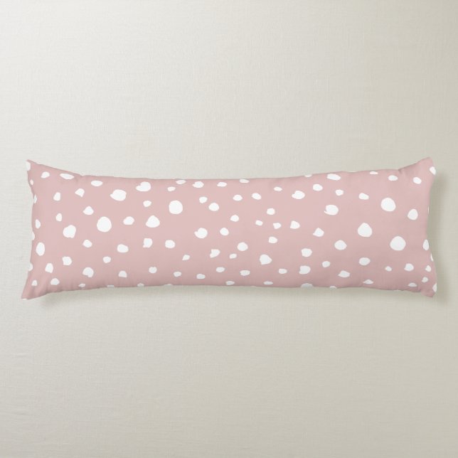 Pink Dalmatian Spots, Dalmatian Dots, Dotted Print Body Cushion (Front)
