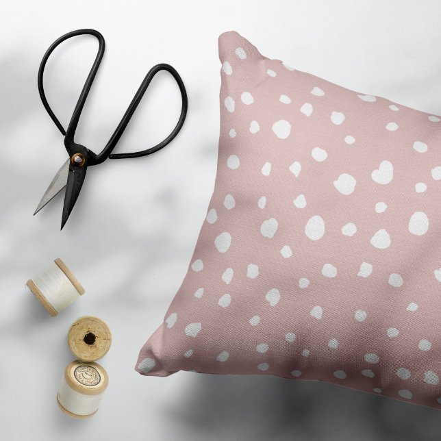 Pink Dalmatian Spots, Dalmatian Dots, Dotted Print Decorative Cushion (Creator Uploaded)