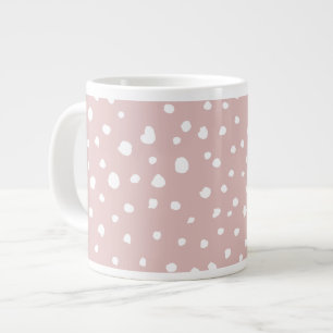 Pink Dalmatian Spots, Dalmatian Dots, Dotted Print Large Coffee Mug