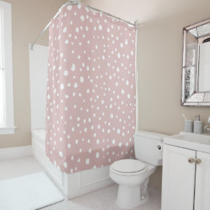 Pink Dalmatian Spots, Dalmatian Dots, Dotted Print Shower Curtain