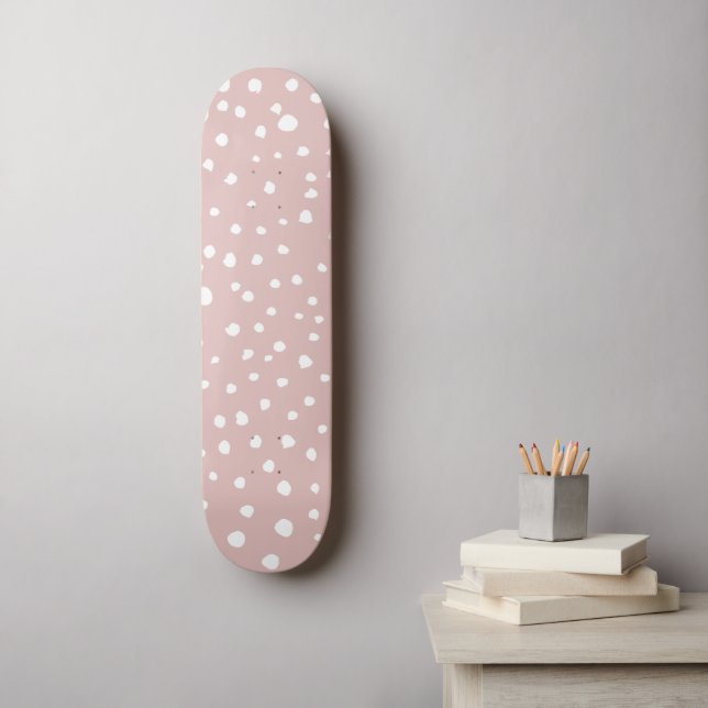 Pink Dalmatian Spots, Dalmatian Dots, Dotted Print Skateboard (Wall Art)