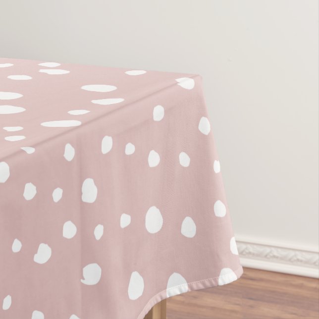 Pink Dalmatian Spots, Dalmatian Dots, Dotted Print Tablecloth (In Situ)