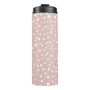 Pink Dalmatian Spots, Dalmatian Dots, Dotted Print Thermal Tumbler
