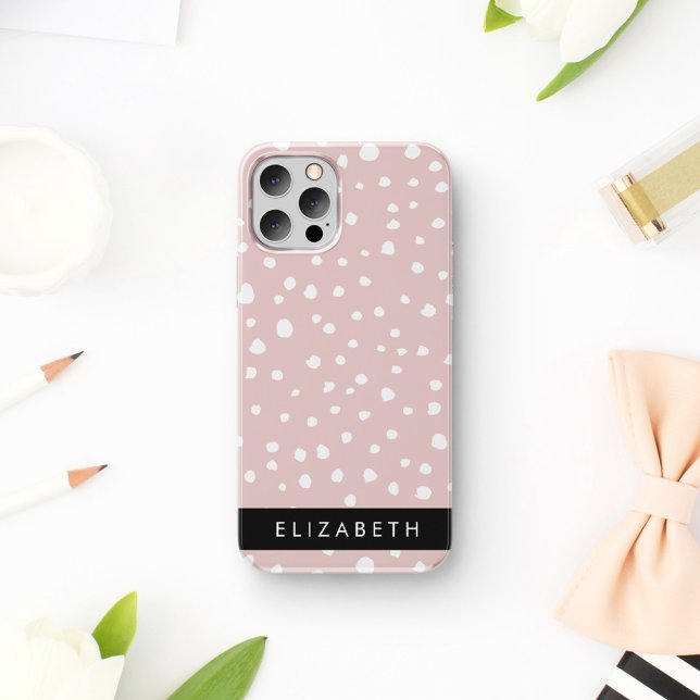 Pink Dalmatian Spots, Dalmatian Dots, Your Name Case-Mate iPhone Case (Creator Uploaded)