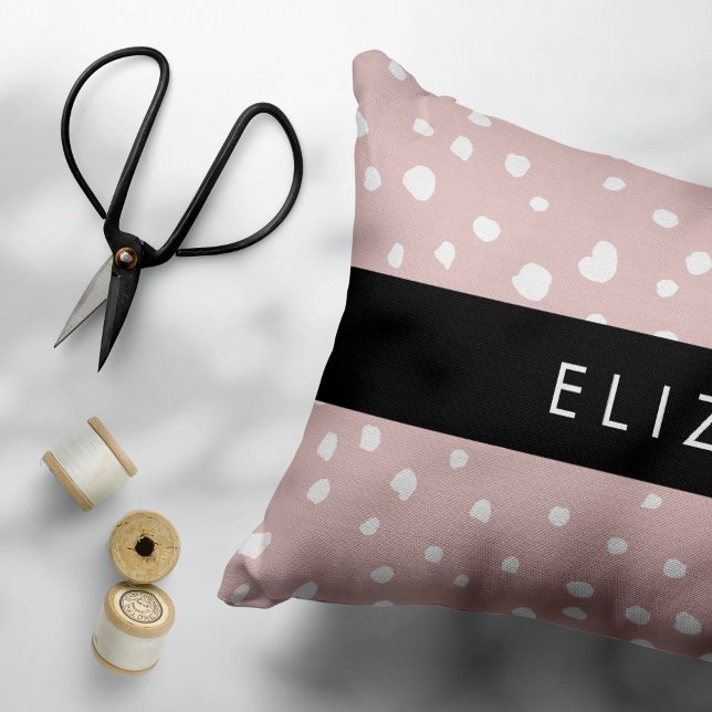 Pink Dalmatian Spots, Dalmatian Dots, Your Name Decorative Cushion (Creator Uploaded)