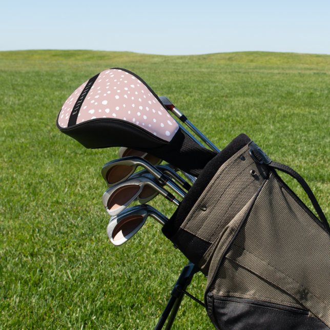 Pink Dalmatian Spots, Dalmatian Dots, Your Name Golf Head Cover (In Situ)