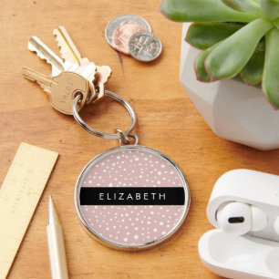 Pink Dalmatian Spots, Dalmatian Dots, Your Name Key Ring
