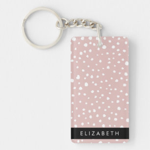 Pink Dalmatian Spots, Dalmatian Dots, Your Name Key Ring