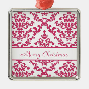 Pink Damask #2 customisable Metal Tree Decoration