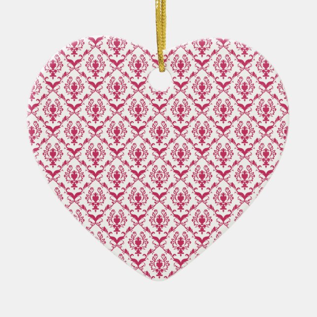 Pink Damask #2 @ VictoriaShaylee Ceramic Tree Decoration (Front)