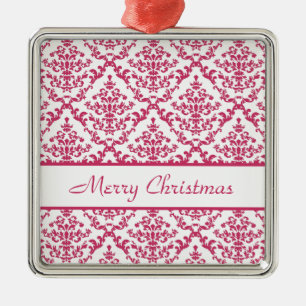 Pink Damask #4 customisable Metal Tree Decoration