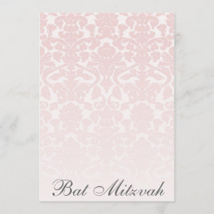 Pink Damask Bat Mitzvah Customisable Invitation