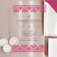 Pink Damask Border Anand Karaj Sikh Wedding